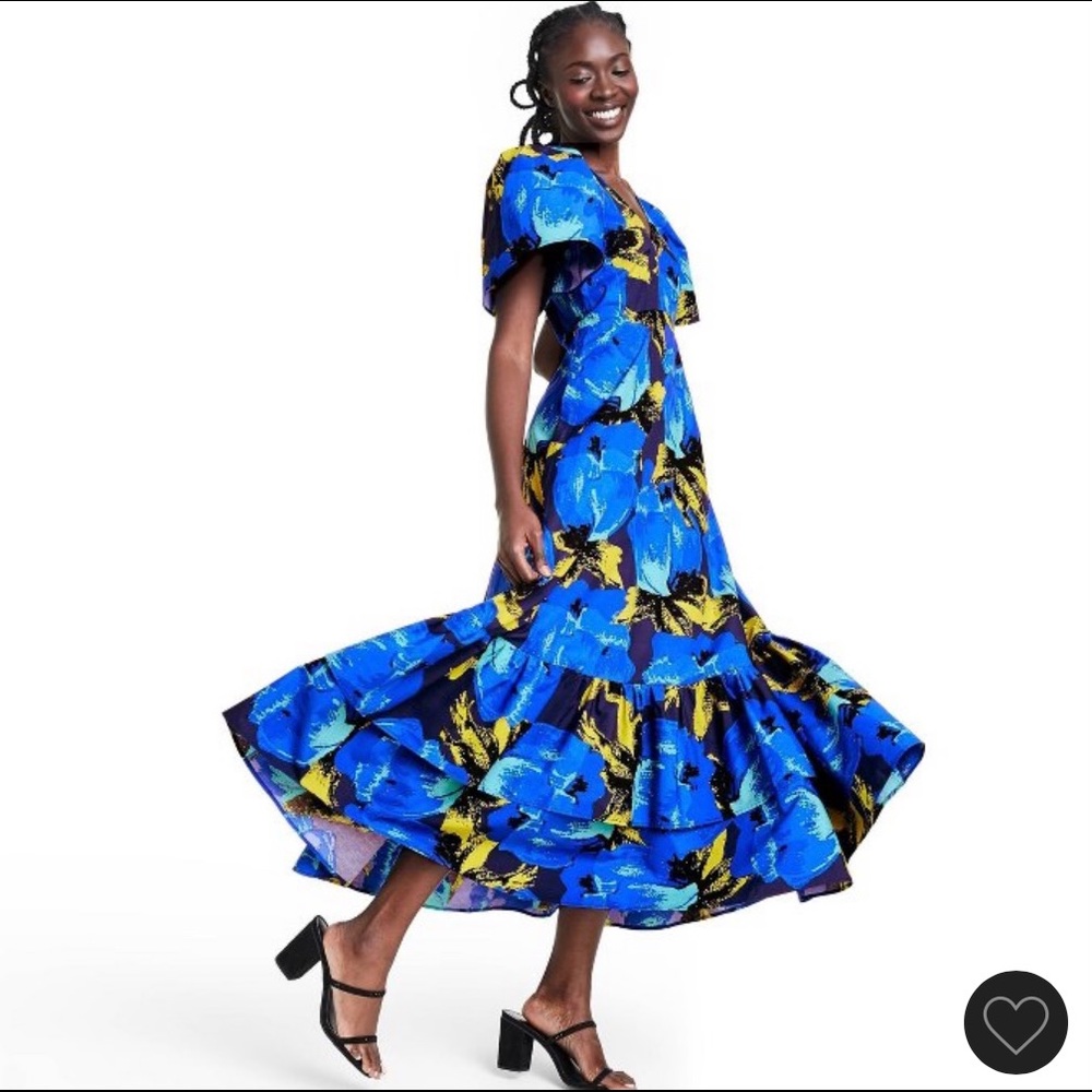 Christopher John Rogers Blue Tiered Maxi Dress